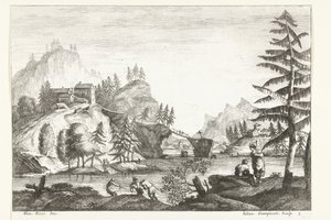 Paysage avec rivière et quelques figures (paysages italiens)