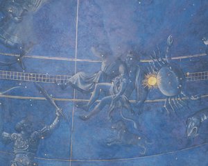 Le chemin du Soleil à travers les étoiles dans la nuit du 4 juillet 1442 (détail des Gémeaux et du Cancer) - Giuliano dArrighi Pesello