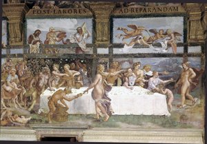 Préparatifs pour le banquet des dieux pour le mariage de Cupidon et Psyché (détail) - Giulio (1483 1520) Romano