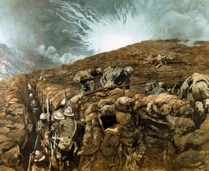 Première Guerre mondiale : tranchées près de Gorizia, campagne italienne autour de la rivière Isonzo, septembre 1917