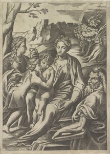 Sainte Famille avec le jeune Jean-Baptiste et Marie-Madeleine - Giulio Bonasone
