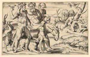Silenus chevauchant un âne - Giulio Bonasone