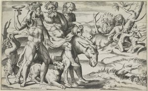 Silenus chevauchant un âne - Giulio Bonasone