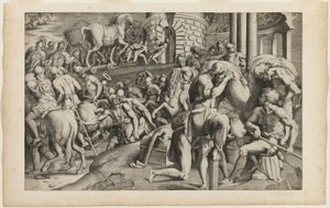 Le Cheval de Troie traîné dans la ville de Troie