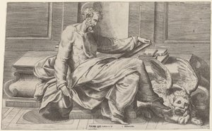 Saint Marc écrivant ses évangiles - Giulio Bonasone after Perino del Vaga