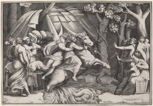 Clélia traversant le Tibre - Giulio Bonasone after Polidoro da Caravaggio