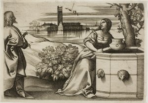 Christ et la femme samaritaine - Giulio Campagnola