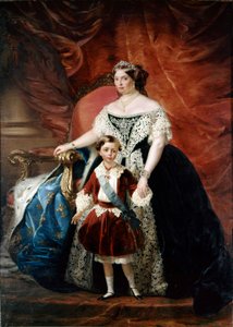 Portrait de Louise Marie de Berry (Marie Louise de Bourbon, Duchesse de Parme et de Plaisance) avec son fils Roberto - Giulio Carlini