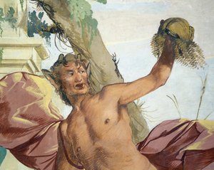 Nymphe Corsica poursuivie par un satyre qui lui arrache sa perruque par Giulio Carpioni