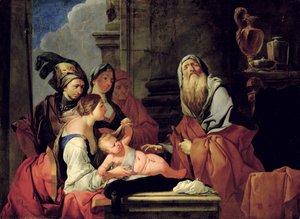 Le Prophète aveugle Tirésias avec le bébé Narcisse, après 1666