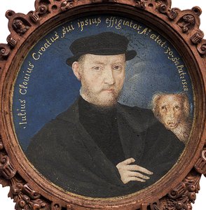 Autoportrait avec chien, 1528 - Giulio Clovio