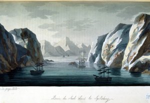 Baie du Sud à Spitzberg, Norvège - dans « Le costume ancien et moderne » de Jules Ferrario, éd. Milan