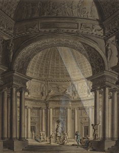 Temple rond avec scène de sacrifice