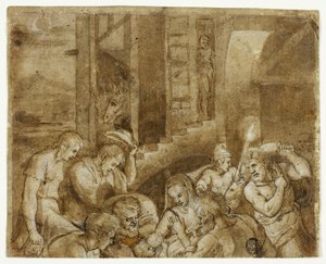 Adoration des bergers : moitié supérieure - Giulio Romano