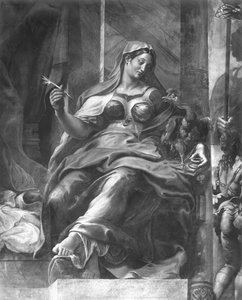 Éternité, une des deux figures allégoriques entourant Saint Pierre, Chambres de Raphaël (détail)
