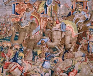 Série Les Actes de Scipion. La bataille de Zama. Modèle Giulio Romano. Atelier de Balthasar van Vlierden (?), Bruxelles. 1523-1532. (détail) - Giulio Romano