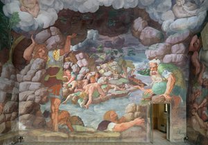 Sala dei Giganti, détail de la destruction des géants par les éclairs de Jupiter, 1536 (détail) - Giulio Romano