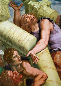 Sala dei Giganti, détail de la destruction des géants par les éclairs de Jupiter, 1536 (détail) - Giulio Romano