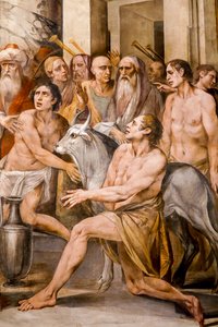 Numa Pompilius instituant le culte des Vestales (détail) - Giuseppe Cesari