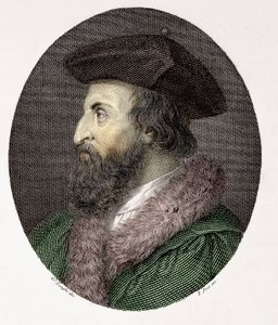 Portrait du médecin, poète et humaniste italien Girolamo Fracastoro (Hieronymus Fracastorius ou Jérôme Fracastor) (1478/83-1553) Gravure Collection Privée - Giuseppe (after) Longhi