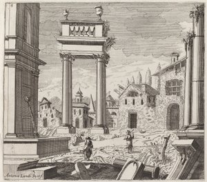 Fantaisie Architecturale avec Ruines Classiques et Bâtiments Vernaculaires