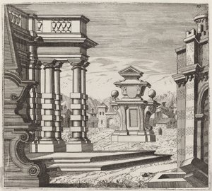 Fantaisie architecturale avec portails et monuments - Giuseppe Antonio Landi