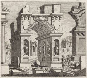 Fantaisie Architecturale avec un Arc de Triomphe - Giuseppe Antonio Landi