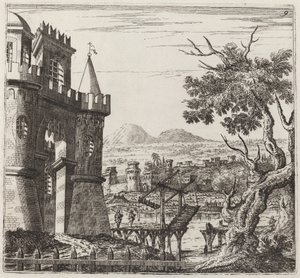 Paysage avec un château et un pont-levis - Giuseppe Antonio Landi