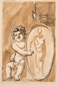 Putto assis avec médaillon - Giuseppe Barberi