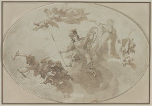 Étude de plafond : Allégorie de la paix et de la guerre - Giuseppe Bernardino Bison