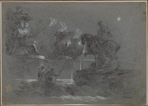 Sculpture monumentale dans un parc au clair de lune - Giuseppe Bernardino Bison