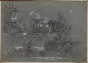 Sculpture monumentale dans un parc au clair de lune, vers 1842 - Giuseppe Bernardino Bison