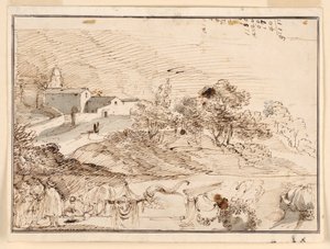 Feuille avec croquis - Giuseppe Bernardino Bison