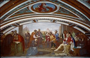 Galileo Galilei dit Galilée (1564-1642) démontre la loi concernant la chute et la gravité - Giuseppe Bezzuoli