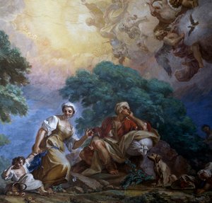 Visitation, par Giuseppe Bonito (1707-1789), fresque, Palais Royal de Portici, Campanie, Italie - Giuseppe Bonito