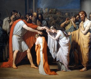 Œdipe aveugle rencontre ses filles Peinture de Giuseppe Bossi (1777-1815), Villa Comunale di Trezzo Sull