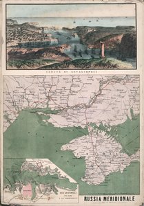 Carte du sud de la Russie avec vue de la baie de Sébastopol et ses fortifications - Giuseppe Civelli