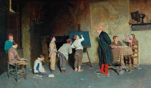 Une école de village italienne, 1888 - Giuseppe Costantini