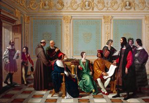 Léonard de Vinci recevant la commande de la Cène à la cour de Ludovico il Moro à Milan - Giuseppe Diotti