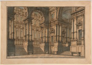 Décor de scène : Intérieur de palais - Giuseppe Galli Bibiena
