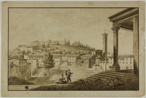 Vue de la Piazza de Fiesole - Giuseppe Gherardi