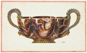 Bassin avec poignées émaillées, décoré de têtes de dragon et de bélier - Giuseppe Grisoni