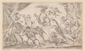 Aeneas et ses compagnons combattent les Harpies