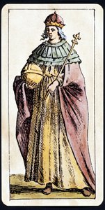 La Papesse Jeanne représentée sur un jeu de Tarot manuscrit par C.M.Mitelli - Giuseppe Maria Mitelli