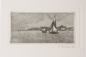 Bateaux dans la lagune - Giuseppe Miti Zanetti