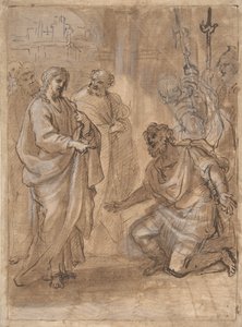 Christ et le centurion recto, Figure saluant un navire partant verso - Giuseppe Passeri