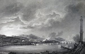 Gênes bombardée par la flotte anglaise, 25 mai 1800, gravure sur acier d