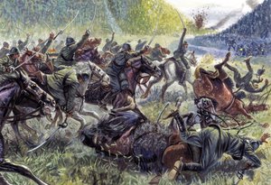 Première Guerre mondiale : la cavalerie italienne chargeant à Stupizza, près de Caporetto - Giuseppe Rava