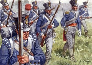Premier Empire : Infanterie belge ou néerlandaise vers 1815 - Illustration de Giuseppe Rava
