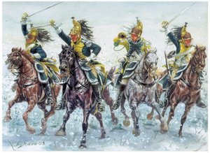 Guerres napoléoniennes : dragons anglais chargeant - Illustration de Giuseppe Rava - Giuseppe Rava